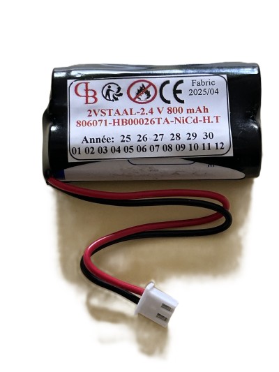 806071 2.4V 800 mAh NiCd + connecteur NiCd HT