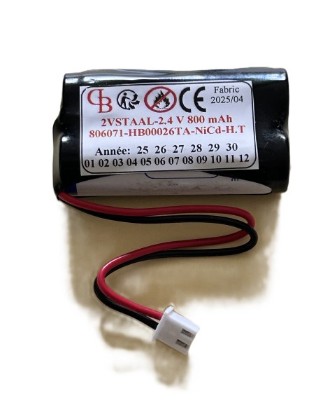 806071 2.4V 800 mAh NiCd + connecteur NiCd HT